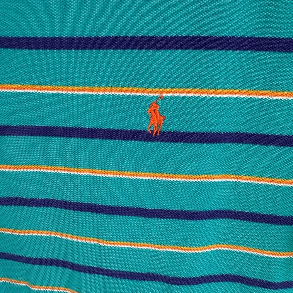 Men’s XL Turquoise Polo Ralph Lauren Retro, Stripped, Custom Fit, Preppy Polo - Picture 2 of 5